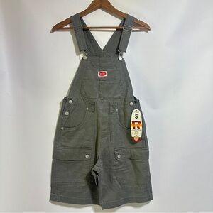 NWT Revolt olive gray overalls bibs cargo shorts vintage 90’s cotton size small
